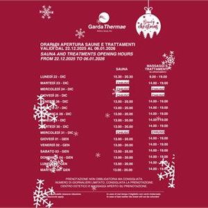 Orari di saune e centro estetico festività Natalizie 2025 - 2026